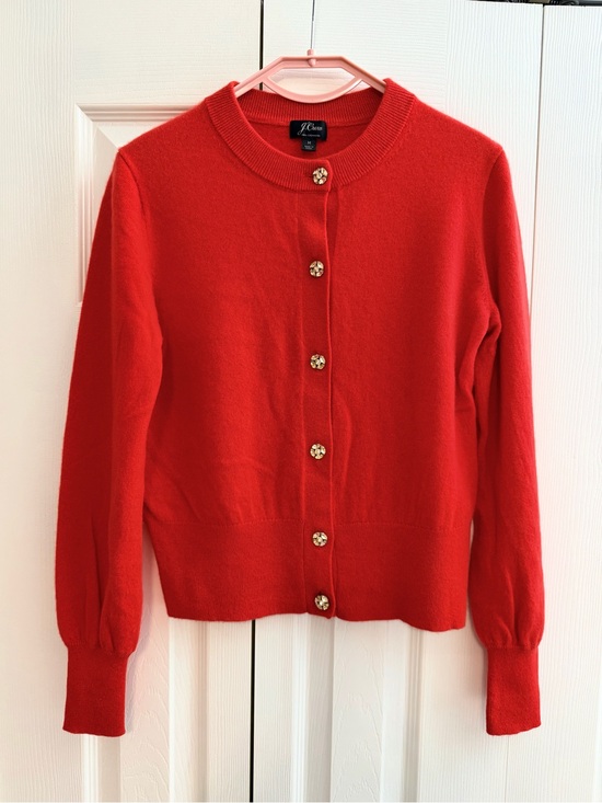 J. Crew Sweaters - J. Crew Red Crewneck Button Cardigan